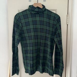 JCREW Turtleneck - Green & Black Plaid - Size M - NWT